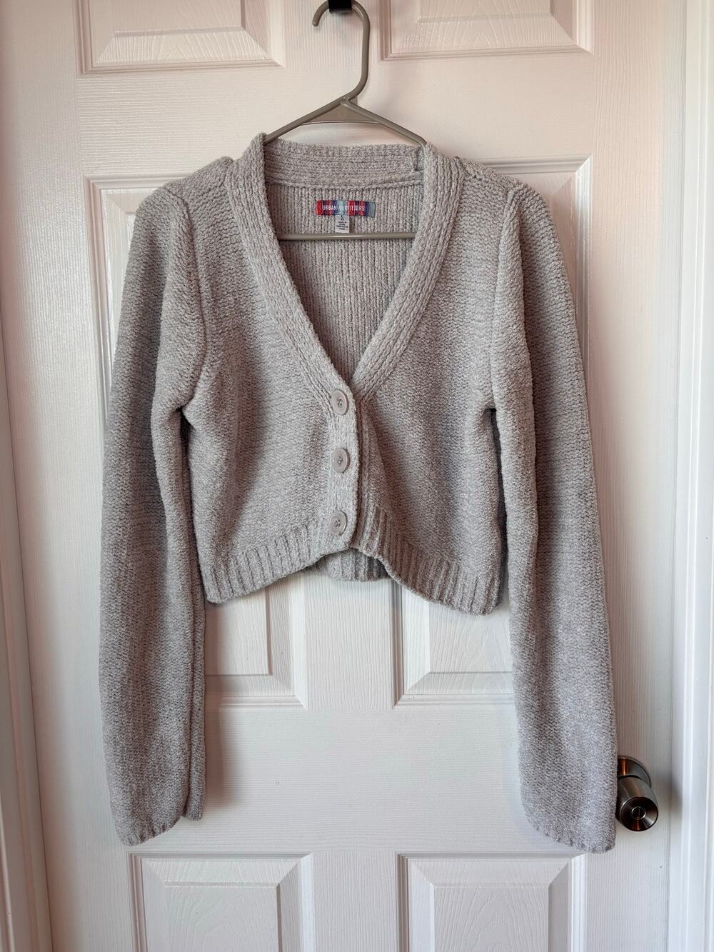 Urban Outfitters Gray Cropped Knit Cardigan Sweater Women’s Large Button Front